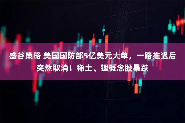 盛谷策略 美国国防部5亿美元大单，一路推迟后突然取消！稀土、锂概念股暴跌