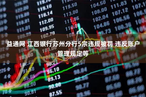 益通网 江西银行苏州分行5宗违规被罚 违反账户管理规定等